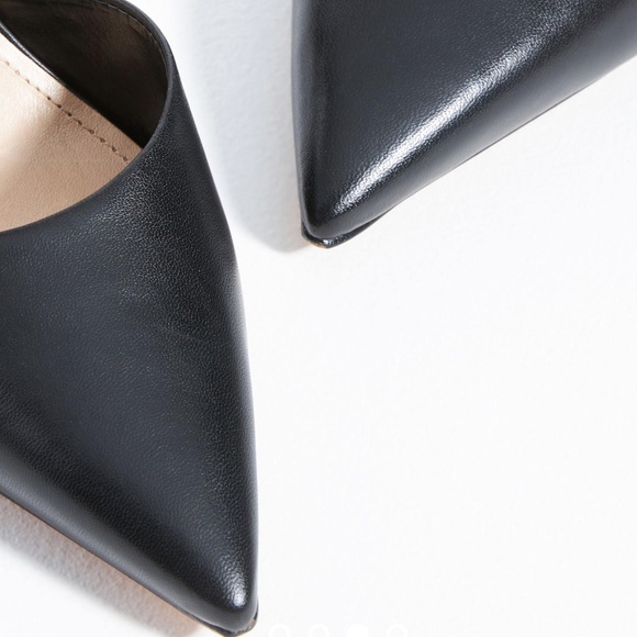 New Schutz x Anthropologie Linara 7 Black Nappa Leather Pointed Toe Pumps - Picture 2 of 12